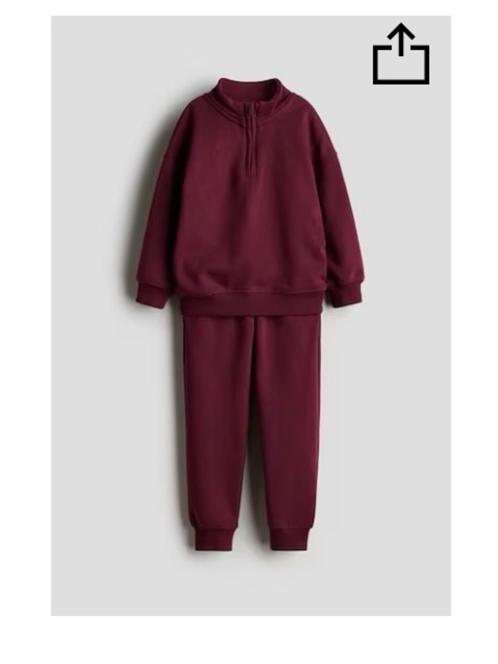 H&M Burgundy Half-Zip Sweatshirt & Jogger Set